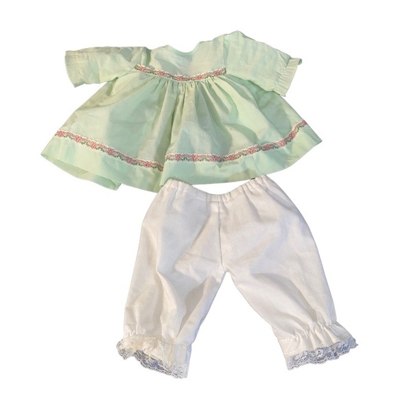 Vtg 80s Handmade Soft Sculpture Cabbage Patch Kid Style Girl Blue Eyes Dress 18” - Picture 8 of 8